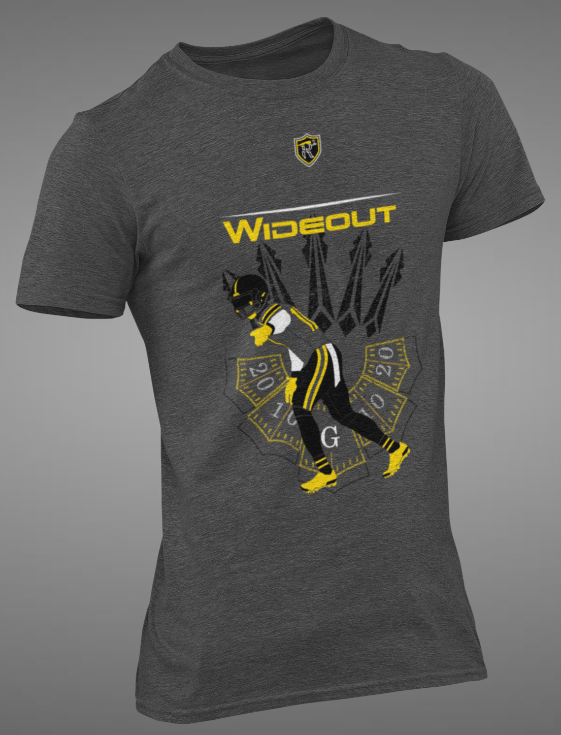 Heather football t-shirt with wide receiver drip