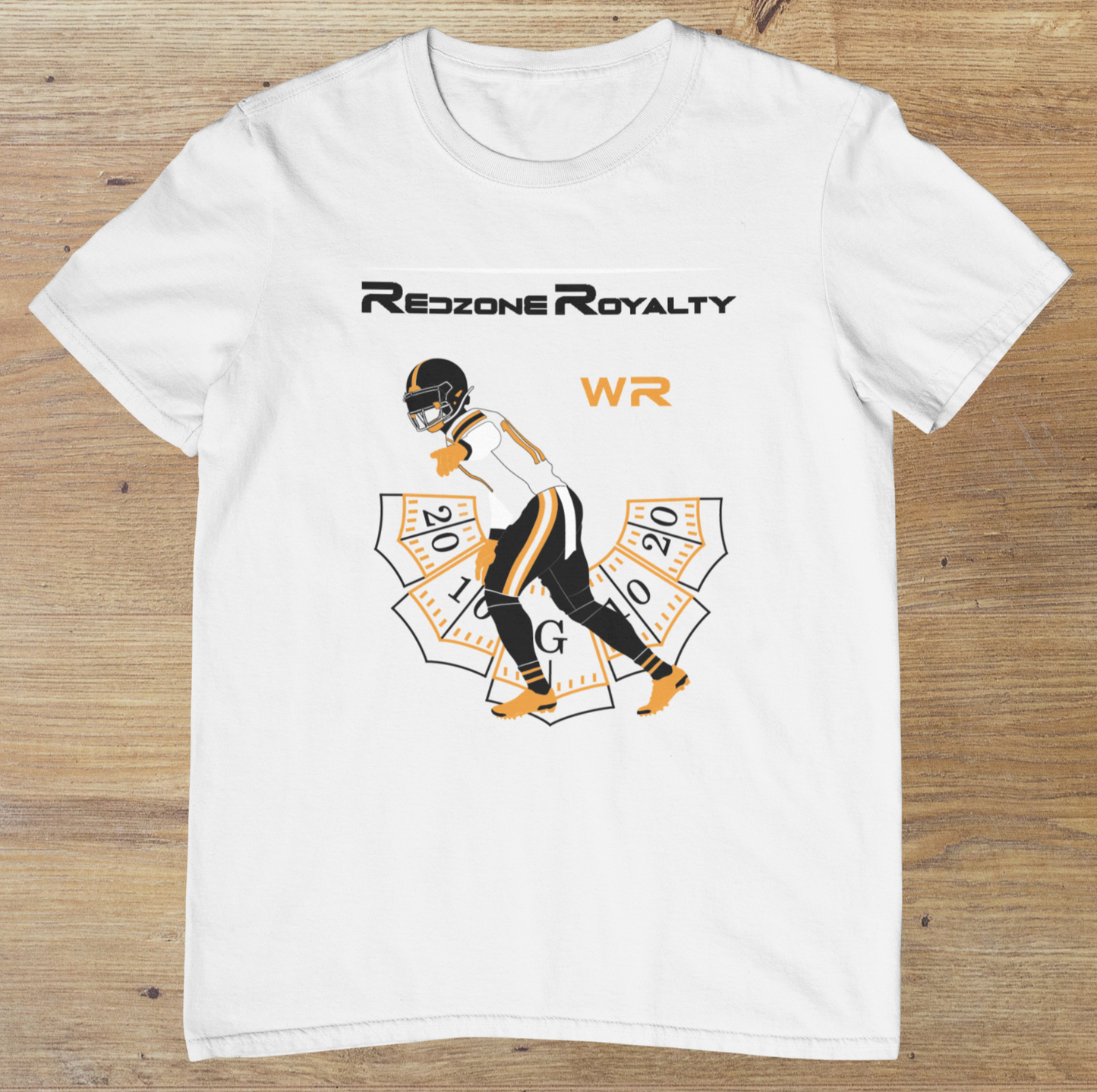 football t-shirt with wide receiver drip